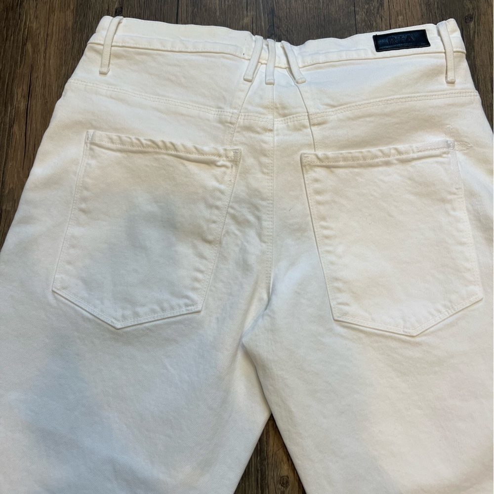 RTA Jeans Dexter Belted Boyfriend High Rise Straight Leg Pants White Denim Y2K M - Picture 11 of 15
